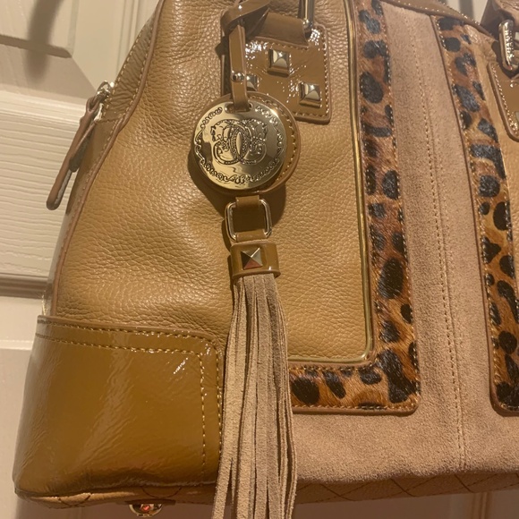 Sharif Camel Leather/Patent/Suede Satchel Handbag - Picture 2 of 9